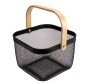 Mesh Storage Basket With Wooden Handle - Small