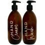 Amber Glass Dispenser Bottle 500ML Empty Hand Wash Cream Floral Set Of 2