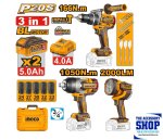 Ingco Cordless Impact Drill Impact Wrench And Work Lamp Combo Kit