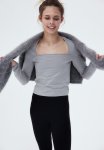 Square-neck Jersey Top - Grey