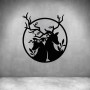 Deer Couple In Circle - Matt Black / L 600 X H 600MM