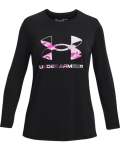 Girls' Ua Tech Graphic Print Fill Big Logo Long Sleeve - BLACK-003 Ylg