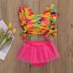 Rainbow Crop With Pink Tutu Bloomers 9-12M