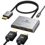 Thandble Displayport To Dual HDMI Adapter 4K@60HZ Dp To HDMI Splitter For Dual Monitors Extended Display Mst Display Port 1 In 2