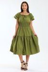 Ladies Smocked Waist Midaxi Dress