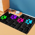 Jit Feeding Mat For Dogs And Cats 1PC Polyester Pet Bowl Mat Water-resistant Non-slip Feeding Pad With Colorful Paw Prints Leak-