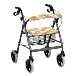 Yorontervo Universal Walker Cover And Backrest Cover Retro Floral Print Artistic Non Slip Hook And Loop Decorative Cover Protect