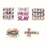 1PC Faith & Prayer Themed Heat Transfer Sticker Diy Iron-on Decals For Clothes T-Shirt Making Pillow Decorating Clothing Supplies & Appliques