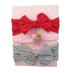 4AKID 3PC Baby Headband Set - Grey Pink Red
