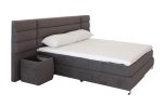 Jane King XL Bed & Pedestals-grey Velvet. Triple-layer Mattresses Included.