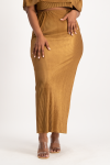 Tessa Plisse Maxi Skirt - Toffee - L