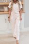 Beige Cheetah V Neck Tee And Pants Lounge Set - Beige / XL UK14-16 SA38-40