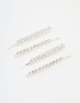 Silver Diamante Dressy Hair Slides 4-PACK