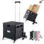 Macopro Foldable Utility Cart With Stair Climbing Wheels Collapsible Rolling Crate With Telescoping Handle Folding Shopping Trolley Handcart Grocery