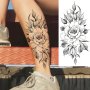 Temporary Tattoo Sticker Realistic Rose Design Waterproof For Women Leg Arm And Sleeve