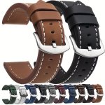 Fashionable Smooth Genuine Calfskin Leather Watch Band For 20MM 22MM Straps With Solid Automatic Butterfly Buckle Business Watch