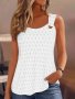 Plus Size Eyelet Cut Out Tank Top Casual Crew Neck Sleeveless Tank Top For Summer Women's Plus Sizeclothing