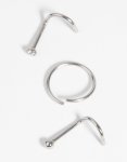 Surgical Steel Nose Stud & Ring Pack With Diamantes