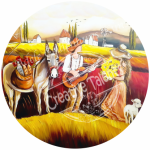 Round Ottoman Printed Panel Darling
