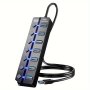 USB 3.0 7-PORT USB Data Distributor With 3-FOOT Long Cable USB Extension Suitable For Laptops Computers Surface Pro PS4/5 Flash Drives Mobile Hard