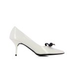 Sleek Bow High Heel Court -ivory black