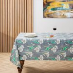 Tablecloth Arum Lillies Light Grey - 8-10 Seater 150X280CM
