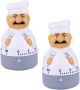 2 Piece Mechanical Kitchen Timers Cartoon Chef Shape