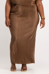 Tessa Plisse Maxi Skirt - Pinecone - 2XL