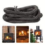 Vintage Style Fireplace Door Seal - 2M Fiberglass Gasket Rope Woodburner Sealing Cord High Temperature Resistant Wall Mount Non-