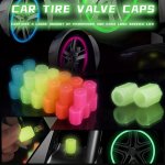 4PCS Fluorescent Tire Valve Cap Set Universal Luminous Polyvinyl Chloride Stem Cover Waterproof Car Tire Valve Cap Universal Flu