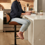 Modern Swivel Bar Chair With Upholstered Seat - Light Pink