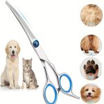 Stainless Steel Pet Grooming Scissors Set With Safety Round Tip - Professional Shears For Dogs & Cats Non-slip Handle & Adjustab