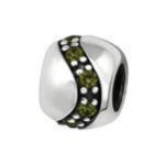 B2-C3789 - 925 Sterling Silver Cz Stone European Charm Bead - Olivine Cz Stone