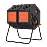 170L Dual Chamber Compost Tumbler - Outdoor Rotating Garden Compost Bin