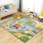 Fine Living Rectangular Crystal Velvet Carpet For Kids - Jungle Road Map