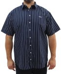 MENS SHORT SLEEVE STRIPE SHIRT - 8XL Navy wht
