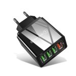 30W Qc 3.0 USB + 3 USB 2.0 Ports Mobile Phone Tablet PC Universal Quick Charger Travel Charger Eu Plug Black