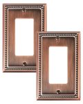 Treewell 2-PACK Decorator Outlet Cover Plate Decorative Switch Plates And Outlet Covers Antique Copper Metal Wall Plates For Ele
