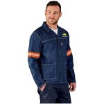Cast Premium 100% Cotton Denim Jacket - Reflective Arms - Orange Tape - Blue 5XL