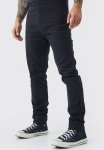 Fixed Waist Skinny Chino Pants - Black