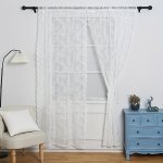 1PC Black And White Gothic Floral Vintage Curtain Lace Window Sheer Curtain Rod Pocket Window Treatment For Bedroom Office Kitch