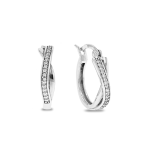 Sterling Silver Cubic Zirconia Zig Zag Hoop Earrings