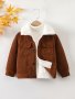 Boys Casual Solid Color Corduroy Fleece Lined Lapel Jacket Boys Clothes For Fall Winter