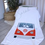 Personalised Fleece Blanket Vw Van Beetle Vintage Red