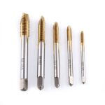 5PCS Coated Hss Thread Screw Tap Kit M3 M4 M5 M6 M8 Efficient Chip Ejection For Thread Cutting