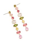 Goldair Gold Cubic Zirconia Mismatched Colourful Stones Drop Earrings