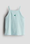 Ribbed Strappy Top - Turquoise Heart