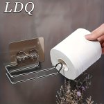 1PC Tissue Dispenser Multifunction Toilet Kitchen Roll Paper Holder Stainless Steel Repeatedly Washable Stick Hooks Rack Bathroo