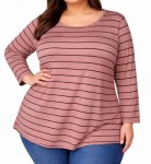 Ladies Stripe Polyspan Tee - 60 Blk mocc