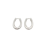 Oval Solid Silver Hoop Earrings - Silver